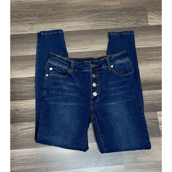 Tahari Jeans Button Fly Skinny Dark Rinse Women’s 6/28 - Picture 3 of 10